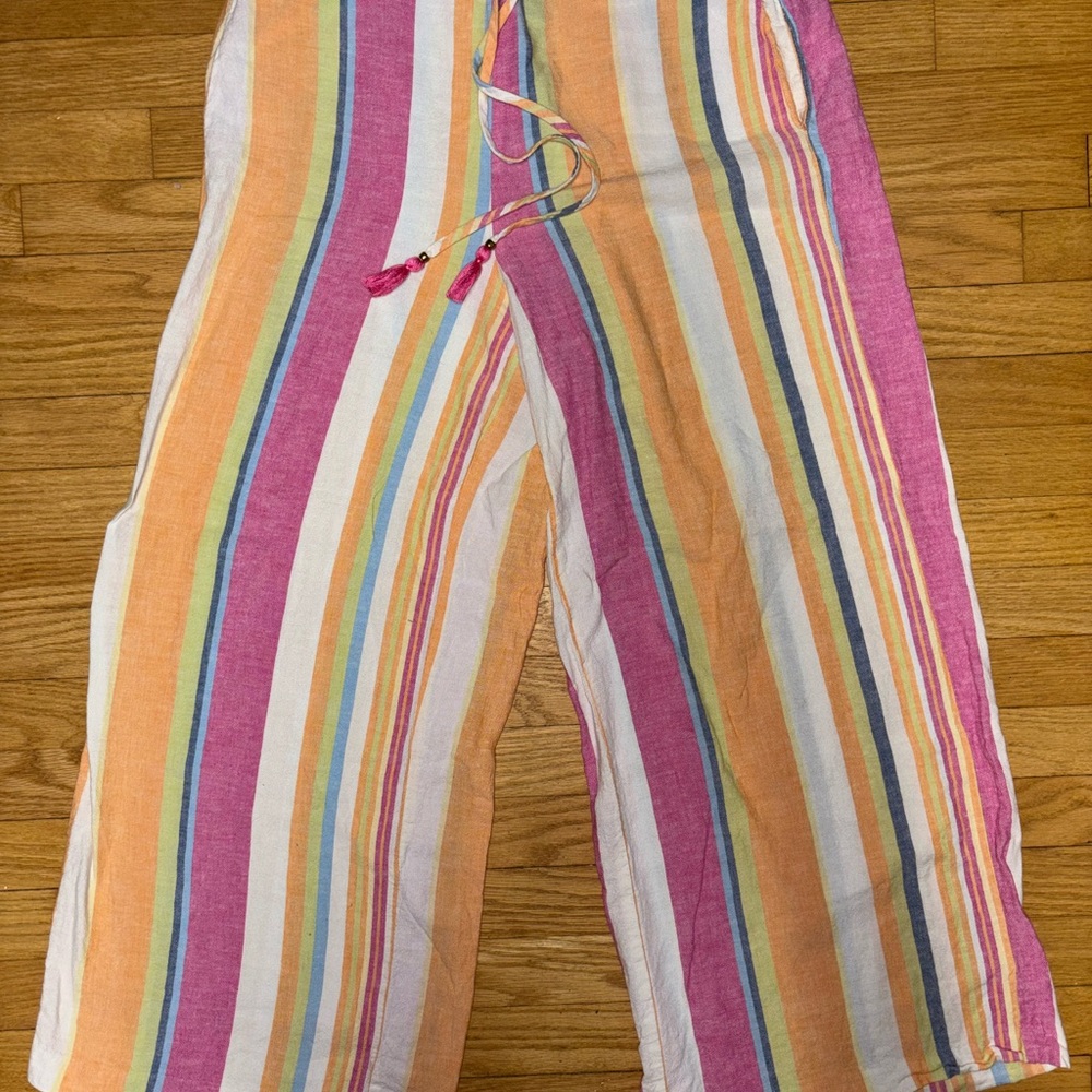 ECI New York Multicolor Striped Linen Panta